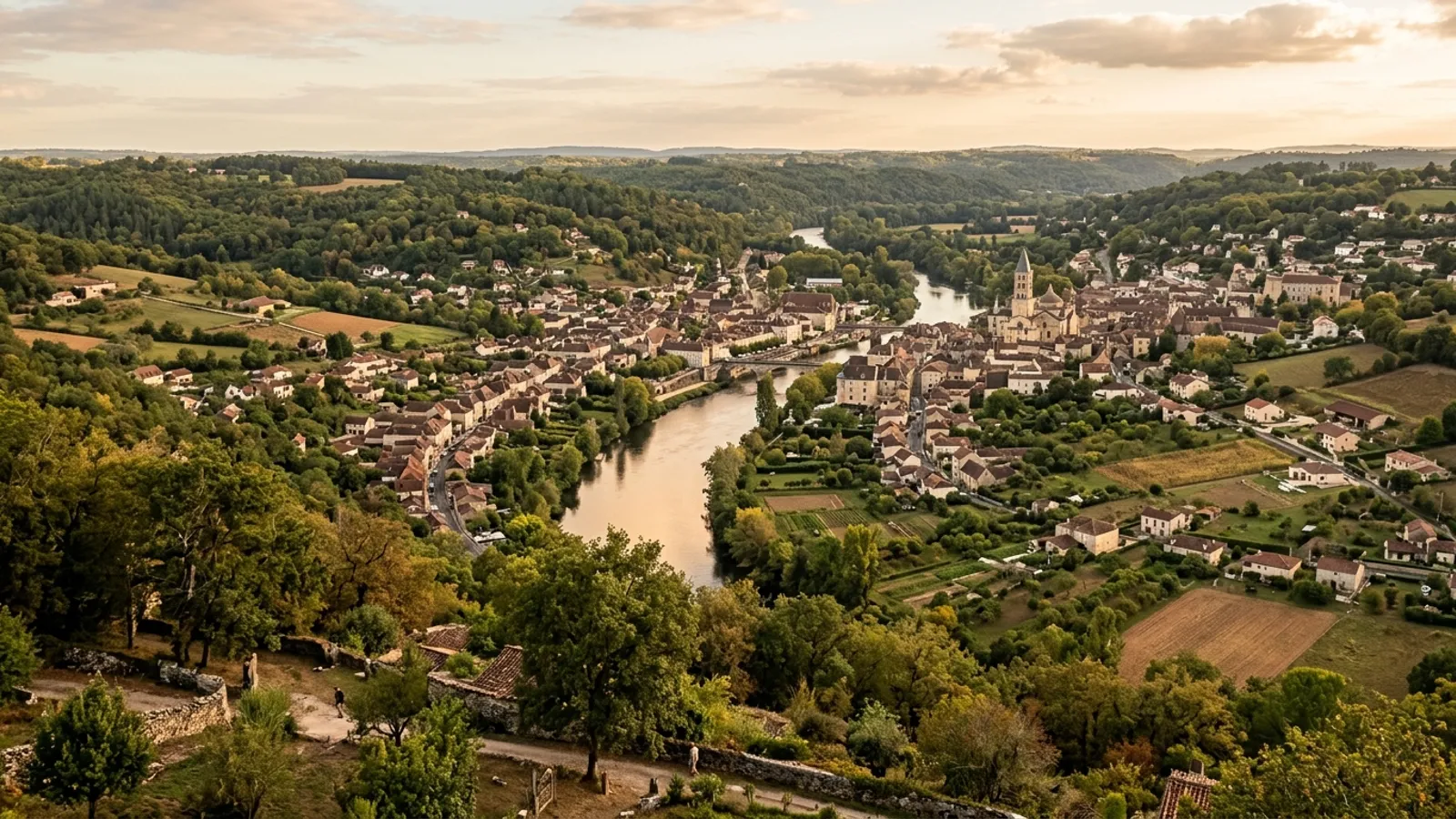 Paysage de la vallée de l'Isle autour de Périgueux